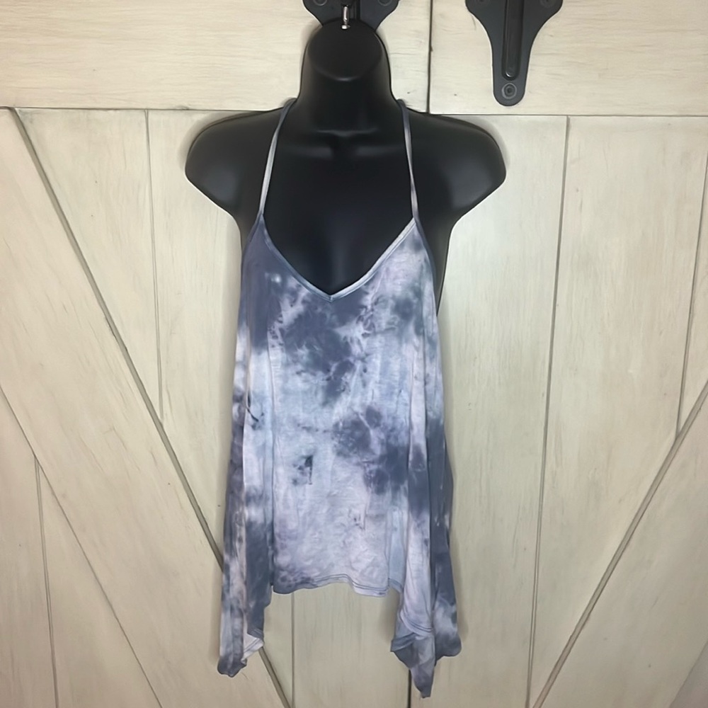 Women’s tank top blue and white tye dye
